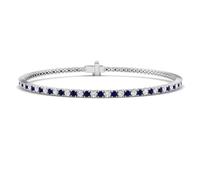 JTC LTD 1.90ct Round Cut Sapphire & Lab Grown Diamond Tennis Bracelet for Women - D Colour VVS Clarity, Solid 9ct White Gold, UK Hallmarked - Anniversary Wedding Gift