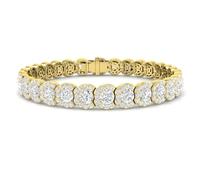 JTC LTD 12.70ct Round Cut Lab Grown Diamond Tennis Bracelet for Women - D Colour VVS Clarity, Solid 9ct Yellow Gold, UK Hallmarked - Anniversary Wedding Gift