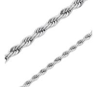 JTC LTD 18K White Gold Plated Rope Chain Necklace for Men | 4MM Width |Hip Hop Jewelry For Men | Legnth -20 Inches
