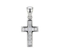 JTC LTD 18K Yellow Gold Diamond Pendant | 0.22ct Natural Diamonds | Baguette & Princess Cut Cross Pendant for Women | Channel Set