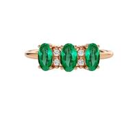 JTC LTD 2.00Carat Oval Cut Emerald Gemstone Ring for Women, 9K Rose Gold Engagement Ring, Gemstone Promise Ring for Her, Size-I