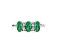 JTC LTD 2.00Carat Oval Cut Emerald Gemstone Ring for Women, 9K White Gold Engagement Ring, Gemstone Promise Ring for Her, Size-I