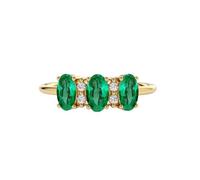 JTC LTD 2.00Carat Oval Cut Emerald Gemstone Ring for Women, 9K Yellow Gold Engagement Ring, Gemstone Promise Ring for Her, Size-I