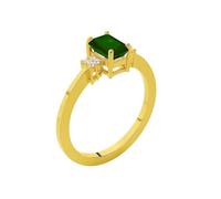 JTC LTD 2.00Ct Emerald Cut Solitaire Emerald Side Stone Ring | 9K Yellow Gold Lab Grown Diamond Gemstone Ring for Women | Prong Set Promise Ring | Size-I