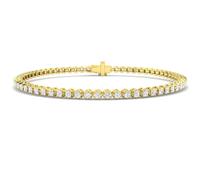 JTC LTD 2.00ct Round Cut Lab Grown Diamond Tennis Bracelet for Women - D Colour VVS Clarity, Solid 9ct Yellow Gold, UK Hallmarked - Anniversary Wedding Gift