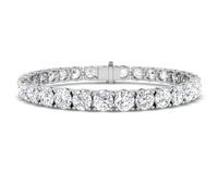 JTC LTD 21.50ct Round Cut Lab Grown Diamond Tennis Bracelet for Women - D Colour VVS Clarity, Solid 9ct White Gold, UK Hallmarked - Anniversary Wedding Gift
