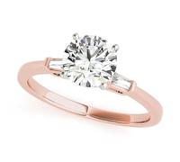 JTC LTD 3 Stone Diamond Engagement Ring | Round Brilliant Centre with Tapered Baguette Side Stones | 9K Rose Gold | Prong Set Solitaire Ring Gift for Her | 2.50Ct-O