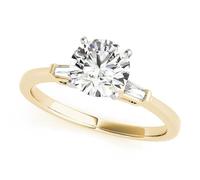 JTC LTD 3 Stone Diamond Engagement Ring | Round Brilliant Centre with Tapered Baguette Side Stones | 9K Yellow Gold | Prong Set Solitaire Ring Gift for Her | 2.00Ct-O