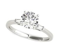 JTC LTD 3 Stone Diamond Engagement Ring | Round Brilliant Centre with Tapered Baguette Side Stones | Platinum | Prong Set Solitaire Ring Gift for Her | 3.00Ct-I