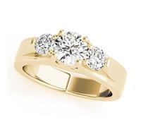 JTC LTD 3 Stone Lab Grown Diamond Engagement Ring | 2.50Ct Round Cut Centre with Side Stones | 9K Yellow Gold | Trilogy Promise Ring for Women | Size-R