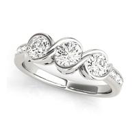 JTC LTD 3 Stone Lab Grown Diamond Engagement Ring | 9K White Gold Round Solitaire with Side Stone Ring for Women | Bezel Set & Channel Set Shank | Promise Ring for Her | 5.00Ct-S