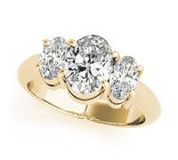 JTC LTD 3 Stone Lab Grown Diamond Engagement Ring | Oval Brilliant Centre Side Stone Accents | 9K Yellow Gold | Oval Prong Set Trilogy Ring for Women | 2.50Ct-M