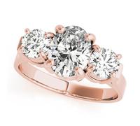 JTC LTD 3 Stone Lab Grown Diamond Engagement Ring | Oval Cut Centre with Round Side Accents | 9K Rose Gold | Trilogy Promise Ring for Women | 1.50Ct-Q