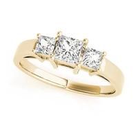 JTC LTD 3 Stone Lab Grown Diamond Engagement Ring | Princess Cut Centre Side Stone Accents | 9K Yellow Gold | Prong Set Solitaire Trilogy Ring for Women | 2.00Ct-S