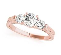JTC LTD 3 Stone Lab Grown Diamond Engagement Ring | Round Brilliant Centre Side Stone Accents | 18K Rose Gold | Vintage Milgrain Promise Ring | Trilogy Design | 2.50Ct-Q