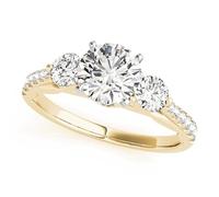 JTC LTD 3 Stone Lab Grown Diamond Engagement Ring | Round Brilliant Centre Side Stone Accents | 18K Yellow Gold | Micro Pave Prong Set Hidden Halo Trilogy Ring for Women | 2.50Ct-J
