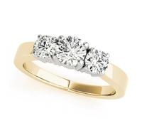 JTC LTD 3 Stone Lab Grown Diamond Engagement Ring | Round Brilliant Centre Side Stone Accents | 18K Yellow Gold | Prong Set Trilogy Ring for Women | 3.00Ct-Q