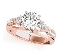 JTC LTD 3 Stone Lab Grown Diamond Engagement Ring | Round Brilliant Centre Side Stone Accents | 9K Rose Gold | Micro Pave Prong Set Hidden Halo Trilogy Design | 3.00Ct-O