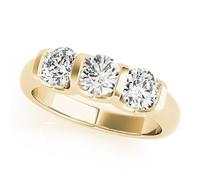 JTC LTD 3 Stone Lab Grown Diamond Engagement Ring | Round Brilliant Centre Side Stone Accents | 9K Yellow Gold | Modern Trilogy Design | 0.50Ct-Q