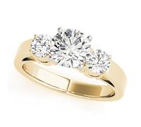 JTC LTD 3 Stone Lab Grown Diamond Engagement Ring | Round Brilliant Centre Side Stone Accents | 9K Yellow Gold | Prong Set Trilogy Ring for Women | 1.50Ct-R
