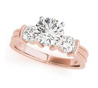 JTC LTD 3 Stone Lab Grown Diamond Engagement Ring | Round Brilliant Centre with Side Stones | 18K Rose Gold | Unique Proposal or Anniversaries Ring | Trilogy Design | 2.00Ct-H