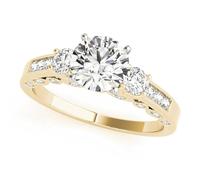 JTC LTD 3 Stone Lab Grown Diamond Engagement Ring | Round Brilliant Centre with Side Stones | 18K Yellow Gold | Vintage Trio Set Ring for Women | Trilogy Design | 5.00Ct-K
