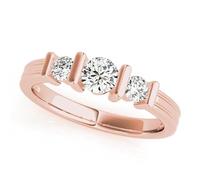 JTC LTD 3 Stone Lab Grown Diamond Engagement Ring | Round Cut Centre Side Stone Accents | 9K Rose Gold | Bar Set Promise Ring for Women | Trilogy Design | 1.50Ct-O