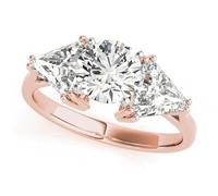JTC LTD 3 Stone Lab Grown Diamond Engagement Ring | Round Cut Centre Stones with Two Triangle Accents | 9K Rose Gold | Double Prong Set Promise Ring | Trilogy Design | 2.50Ct-H