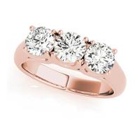 JTC LTD 3 Stone Lab Grown Diamond Engagement Ring | Round Cut Centre with Side Stone Accents | 18K Rose Gold | Prong Set Trilogy Ring for Women | 2.00Ct-H