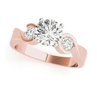 JTC LTD 3 Stone Lab Grown Diamond Engagement Ring | Round Cut Centre with Side Stone Accents | 18K Rose Gold | Prong Set Swirl Shank | Trilogy Ring for Women | 2.50Ct-M