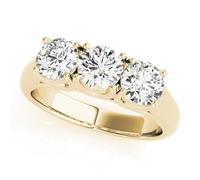 JTC LTD 3 Stone Lab Grown Diamond Engagement Ring | Round Cut Centre with Side Stone Accents | 9K Yellow Gold | Prong Set Trilogy Ring for Women | 2.50Ct-J