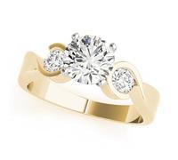 JTC LTD 3 Stone Lab Grown Diamond Engagement Ring | Round Cut Centre with Side Stone Accents | 9K Yellow Gold | Prong Set Swirl Shank | Trilogy Ring for Women | 2.50Ct-M