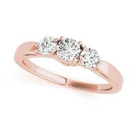 JTC LTD 3 Stone Lab Grown Diamond Engagement Ring | Round Cut Centre with Side Stones | 9K Rose Gold | Prong Set Solitaire Trilogy Ring for Women | 5.00Ct-R