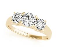 JTC LTD 3 Stone Lab Grown Diamond Engagement Ring | Round Cut Solitaire Centre with Side Stones | 18K Yellow Gold | Prong Set | Promise or Proposal Ring | 0.50Ct-N