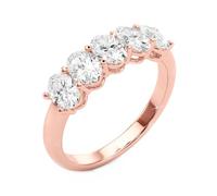JTC LTD 5-Stone Diamond Oval Shape Engagement Ring D VVS Quality Anniversary Ring for Her 9K Rose Solid Gold Unique Promise Ring_S_0.50ct