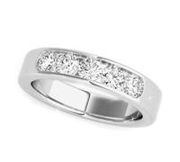 JTC LTD 5-Stone Diamond Round Channel Set Engagement Ring D VVS Quality Anniversary Ring for Her Silver Unique Promise Ring | 0.50Ct-Q_Q_1.00ct