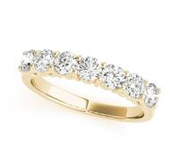 JTC LTD 7-Stone Diamond Wedding Ring for Women in 9K Yellow Gold | 0.25 Ct Round Cut Natural Diamonds | Shared Prong Setting | Size-K