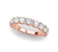JTC LTD 9K(375) Rose Gold 11Stone 2.00 Carat D/VVS Lab Diamond Eternity Engagement Classic Ring | U-Prong Set - Size O