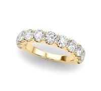 JTC LTD 9K(375) Yellow Gold 9stone 1.00 Carat D/VVS Lab Diamond Eternity Engagement Classic Ring | U-Prong Set - Size O