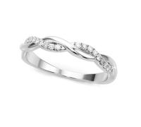 JTC LTD 9K Gold 0.25Ct Infinity Twist Full Eternity Wedding Band | Stackable Engagement Ring | 9K White, Yellow & Rose Gold | High-Polish Finish (9k White Gold, I)