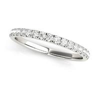JTC LTD 9K White Gold D/VVS 0.50 Ct Round Lab Grown Diamond Half Eternity Ring for Women | French Pave Set Size-K
