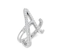 JTC LTD 9K White Gold Initial Letter Ring | 0.40Ct Round Cut Lab Grown Diamond Ring | Letter D Ring | Size-S