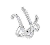 JTC LTD 9K White Gold Initial Letter Ring | 0.75Ct Round Cut Lab Grown Diamond Ring | Letter U Ring | Size-K