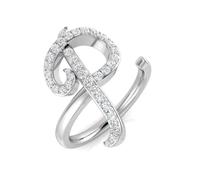 JTC LTD 9K White Gold Initial Letter Ring | 1.50Ct Round Cut Lab Grown Diamond Ring | Letter P Ring | Size-R
