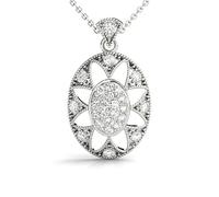 JTC LTD 9K White Gold Pave Set Cluster Pendant | 0.31ct Round Lab Grown Diamonds | Vinatge Pendant Necklace for Women | UK Hallmarked