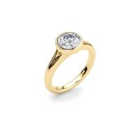 JTC LTD 9K Yellow Gold 0.50 Ct Bezel Set Lab Grown Diamond Solitaire Ring | UK Hallmarked Engagement Ring - Size J
