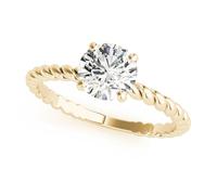 JTC LTD 9K Yellow Gold 0.50 Ct Twisted Rope Band Lab Grown Diamond Solitaire Ring | UK Hallmarked Engagement Ring - Size P