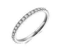 JTC LTD D/VVS Lab-Grown Diamond Full Eternity Wedding Ring Band for Women | Micro Pve Setting | 9K White Gold | 1.00Ct-P