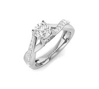 JTC LTD Elara Round Brilliant Cut Lab Grown Diamond Split Shank Pavé Solitaire Engagement Ring D VVS 9K White Gold 5.00Ct-J