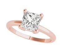 JTC LTD IGI Certified D/VS Princess Cut Lab Grown Diamond Solitaire Engagement Promise Ring | 18K Rose Hidden Halo Gold Ring | Gift for Her | 0.20Ct-H